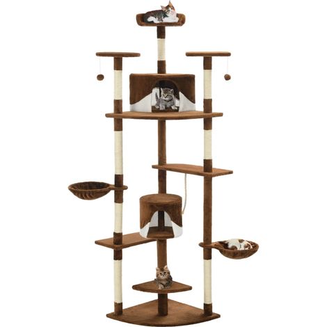 Katzen-Kratzbaum mit Sisal-Kratzsäulen 203 cm Braun und Weiß
