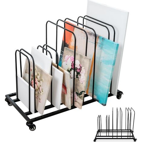 1 Rack à Toiles Mobile, Barres Ajustables, Support Peinture, Pour Atelier et Maison