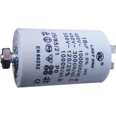 Condensateur - 8 µF - 450 V - Pour Lave-Linge Et Seche-Linge - 1 Pièce