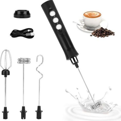 Montalatte elettrico ricaricabile tramite USB - 3 velocità regolabili - Montalatte manuale con mescolatori per caffè - Latte, cappuccino, cioccolata calda