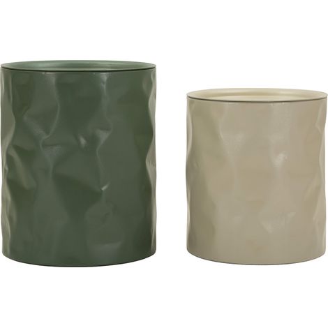 Mesita de Salón Ganomo, set de 2, Forma Redonda, Color Blanco, 44x52x44h cm Blanco Crema