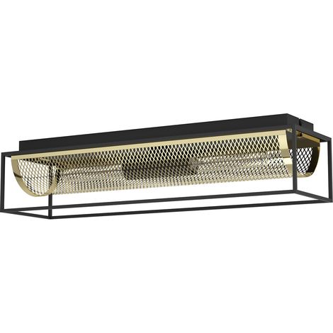 Plafoniera Vintage Nohales Acciaio Nero 2 Luci E27