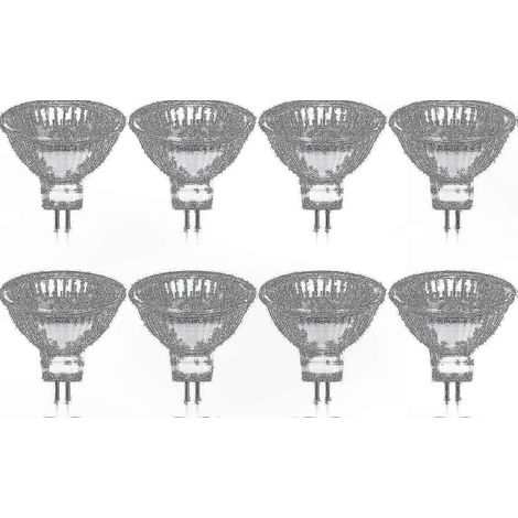 Ampoule halogène MR16 GU5.3 35W 12V, blanc chaud 2800K, 400 lumens, verre transparent, lot de 8, variateur compatible. (1/5)