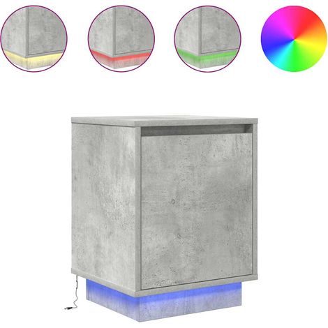 Maison Exclusive - Nachttisch mit LED-Leuchten Betongrau 38x34x50