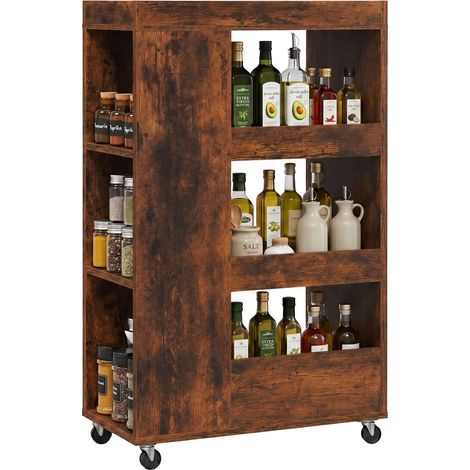 4 tier brown kitchen trolley with shelves compartments 229384365 (1/5)
