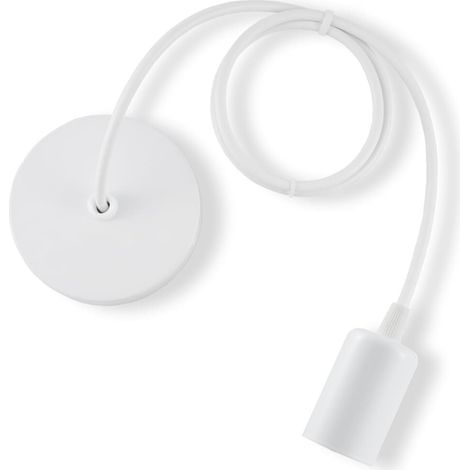 Blanc E27 Porte Lampe Suspension,Câble Suspension Luminaire,Pendentif Suspendue Accessoires Métal,Câble Réglable 100CM Café Magasin Chambre Bar (1/5)