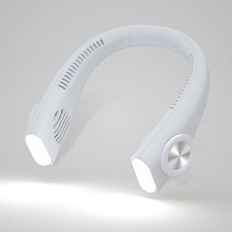 Ventilatore da collo portatile, elettrico, senza fili con funzione di ricarica USB, tubo di ventilazione, raffreddamento, silenzioso, per sport all'aria aperta - Crezuo