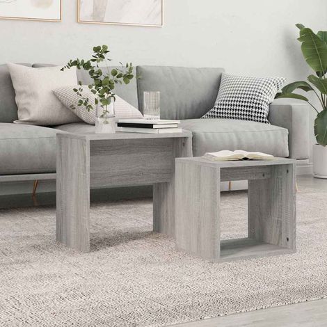vidaXL Tables basses gigognes 2 pcs sonoma gris bois d'ingénierie (1/5)