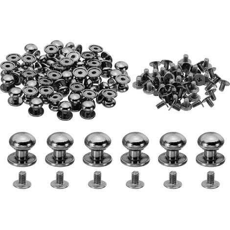 50 Ensembles Clous de 10mm Rivets en Cuir à Pointe Conique Noir (1/5)