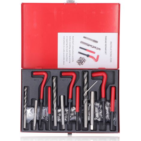 Kit de réparation de filetage en acier inoxydable, inserts filetés spirale, jeu de forets et tarauds pour métrique M6 M8 M10 (1/5)