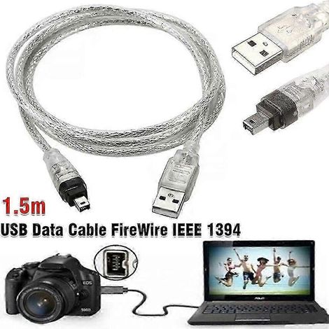 Câble MiniDV vers USB FireWire 1394 pour la capture et le montage vidéo depuis un caméscope HDV vers un PC. (1/4)