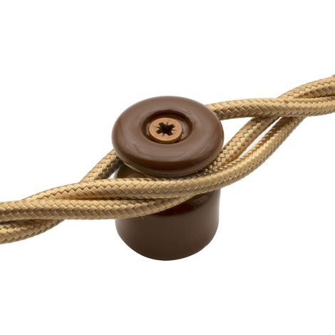 Amarcords - Fermacavo con viti e tasselli. 10 isolatori vintage in porcellana colorati per installazioni di cavi treccia a parete colore MARRONE