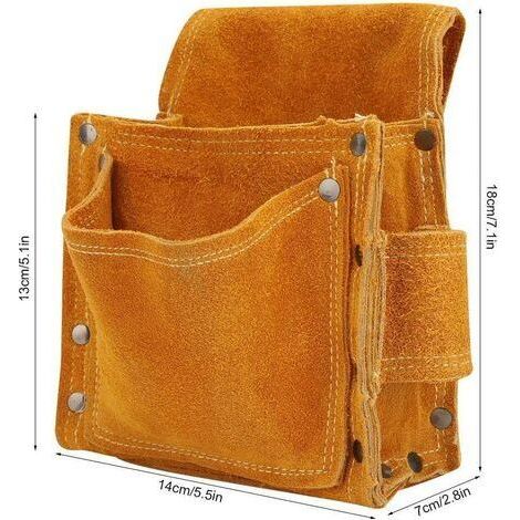 NALOOKAMIC  Ceinture porte-outils en cuir de vachette épais – Rivets métalliques renforcés – Résistant à l'usure et à la déchirure – Pour électriciens et artisans – Grid Cool