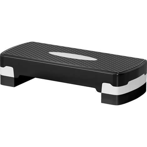 Step para Fitness Stepper Aeróbic Antideslizante Altura Regulable 2 Niveles 10/15 cm Carga 150 kg 68x29x15 cm Negro