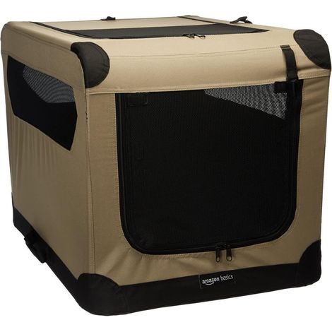 Niche de voyage pliable à 2 portes pour chien et chat, Brun, taille M 76 cm x 54 cm x 54 cm (1/5)
