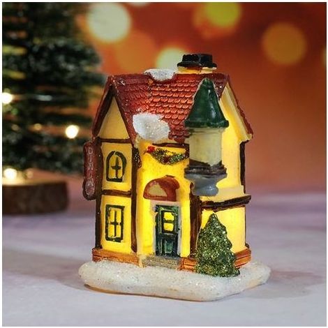 Maison de Noël à piles, décorations de village de Noël électriques, bâtiment illuminé, décorations de Noël LED, accumulation de neige H (1/5)