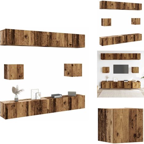 Ensemble de meuble TV mural 6 pcs vieux bois bois d'ingénierie - Ensemble De Meubles TV - Ensembles De Meubles TV - Meuble TV - Meuble Hifi (1/5)
