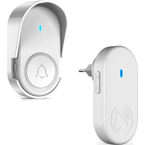 1 sonnette sans fil extérieure, IP66, étanche, blanc, pour portail et entrée principale