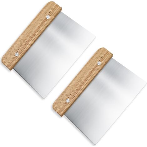 2 Pièces Grattoir Pâtisserie, Lame Acier Inoxydable, Poignée Bois, 15cm, Pour Pain Pizza Crêpes