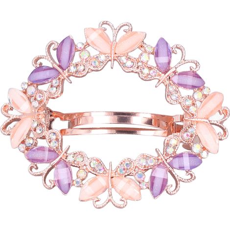 Épingle à cheveux violette, ornée de strass scintillants, forme féerique kawaii, décoration capillaire raffinée pour femmes et filles. (1/5)