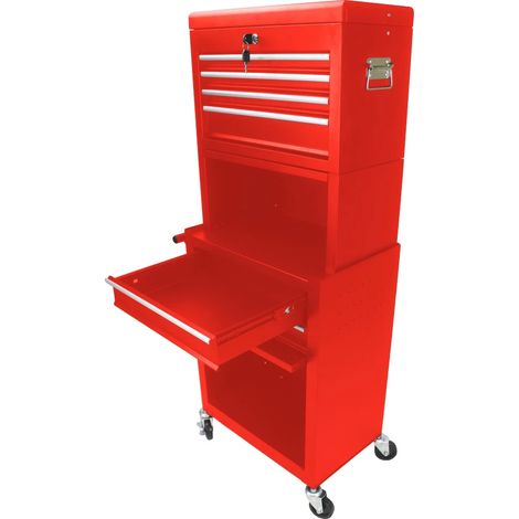 Armadietto portautensili, design mobile, stoccaggio versatile, rosso (1/2)