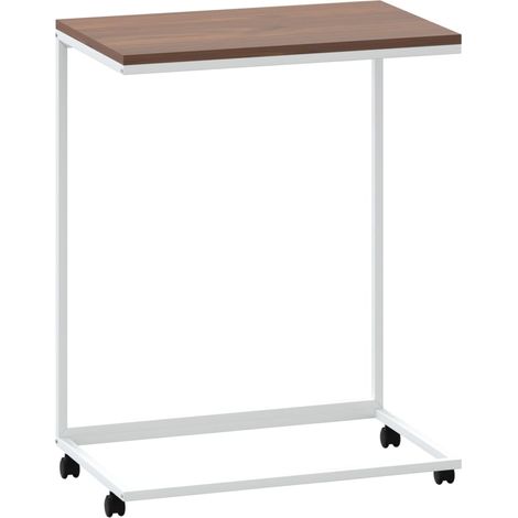 Mesa auxiliar en forma de C con ruedas 55 x 35 x 70 cm madera contrachapada blanca DEC031292 (1/5)