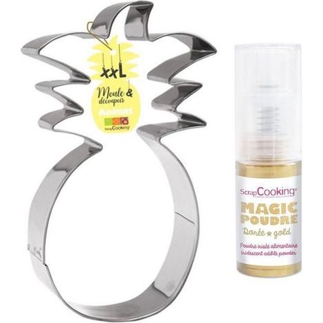 Découpoir à pâtisserie inox XXL Ananas + 1 poudre alimentaire irisée dorée