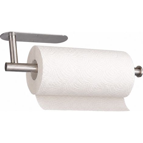 Porte-essuie-tout autocollant, argenté, à fixer sous un meuble, sans perçage, en acier inoxydable (1/5)