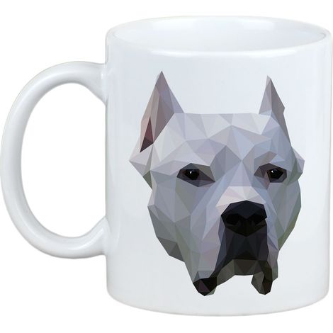 Cane argentino, Dogo Argentino - tazza con foto e scritta cane geometrico Art-Dog (1/5)