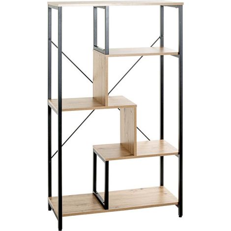 Étagère Bibliothèque "Miranda" 132cm Chêne & Noir (1/5)
