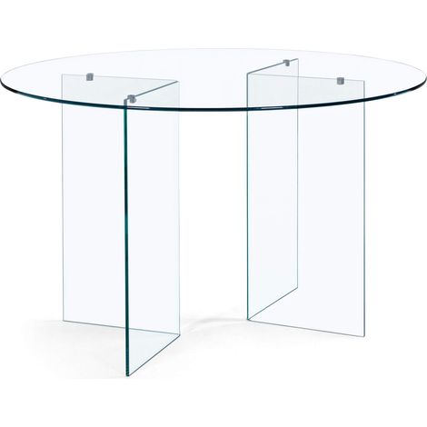 Tavolo tondo "Iride" con struttura in vetro trasparente Ø 130 cm per soggiorno e cucina (1/5)