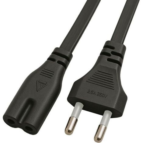 Universelles 2-poliges Netzkabel, EU-Stecker Typ C auf Doppelbuchse Typ C7 – für Fernseher, Spielkonsole, DVD-/Blu-ray-Player, PS3, PS4, PS5, Xbox – 1,80 m – Schwarz (1/5)