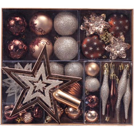 Weihnachtsbaum-Hängeschmuck-Set, bruchsichere Weihnachtskugeln, Sterne, Anhänger (1/5)