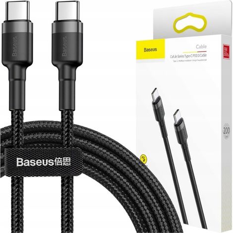 Cavo intrecciato resistente da USB-C a USB-C QC3 da 2 m - Nero e grigio (1/5)