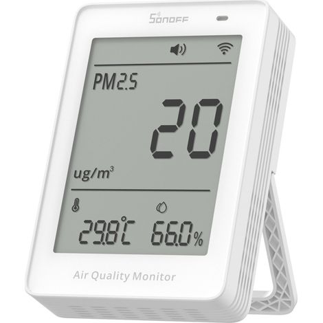 SONOFF SAWF-07P Moniteur intelligent de qualité de l'air, via Wi-Fi PM2.5, détecteur PM10, temp/humidité, affichage en temps réel et alarme,Intégration intelligente compatible Matter