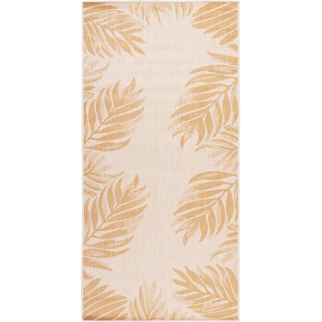 Tapis à tissage plat d'extérieur 100x200 cm Motif de feuille (1/5)