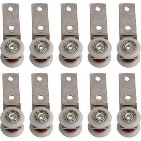 6,5 x 1,9 cm Coude de conduit en métal Roulement Bloc de poulie avec deux Plastique de roue pour porte coulissante fenêtre Cabinet (1/4)
