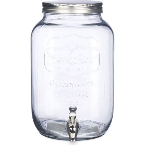 Dispensador de bebidas retro 32 x 18 x 18 cm práctico para fiestas diseño vintage en vidrio transparente 130004202 (1/5)