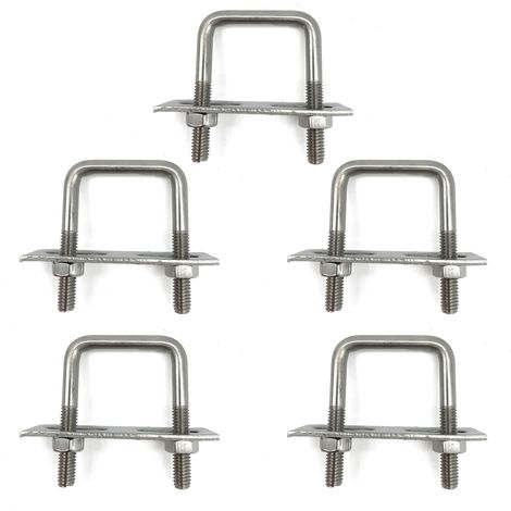 Boulons En U M6 25x50mm 5Pcs, Boulon Carré En U M6 En Acier Inoxydable 304 Avec Écrous Et Plaque De Cadre, U Boulons De Serrage Fixation Pour Tuyaux Plaque Réparation (1/5)