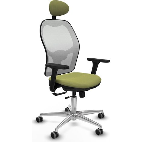Chaise de bureau piqueras y crespo Jorquera vert olive aluminium mousse (1/2)