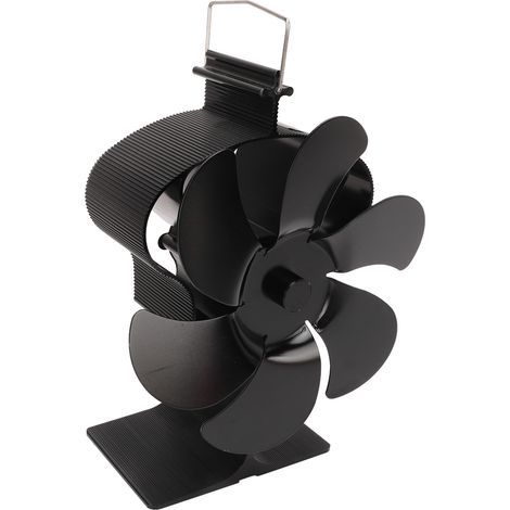 Ventilateur de poêle à 6 pales alimenté par la chaleur, non électrique, à allumage automatique, résistant aux hautes températures, couronne noire (1/5)