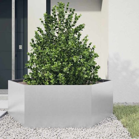 vidaXL Jardinière hexagone 138x120x45 cm acier galvanisé