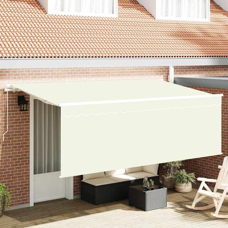 Toldo con Persiana Manual Crema 350 x 200 x 120 cm Tela y Metal