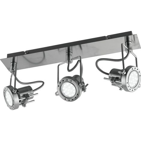 "Spot plafoniera TECHNO in metallo nichel orientabile con lampadine incluse"