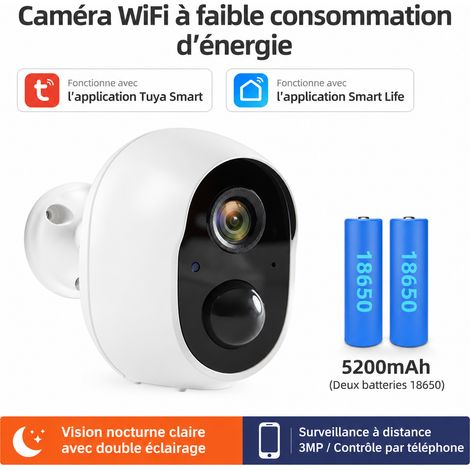 Caméra de surveillance sans fil Tuya WiFi S1 3MP batterie 5200mAh zoom 4x blanche IP66 blanc s1 tuya wifi 12,9 × 9,5 × 7 cm 420 g – Livraison gratuite