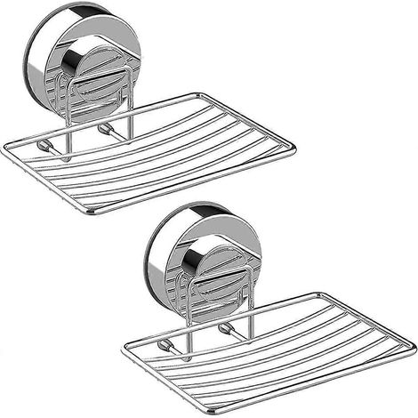 Lot de 2 porte-savons à ventouses, porte-éponges en acier inoxydable 304, plateau de rangement durable pour salle de bain. (1/5)