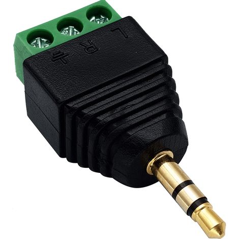 Conector Jack 3.5 mm macho TRS terminal de tornillo 3 pin  Negro