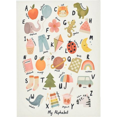 Carte Du Monde - Toile Décorative Murale En Coton - 70 x 48 cm - Pour Chambre D'Enfant - 1 Pièce (1/5)