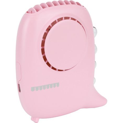 Ventilateur électrique portable à suspendre autour du cou, petit modèle, 3 vitesses de ventilation, chargement USB, rose (1/5)