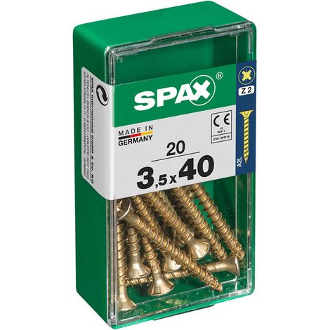 Boîte 20 Unités. Vis A Bois Spax Cab. Plat Yellox 3.5x40mm Spax (1/2)